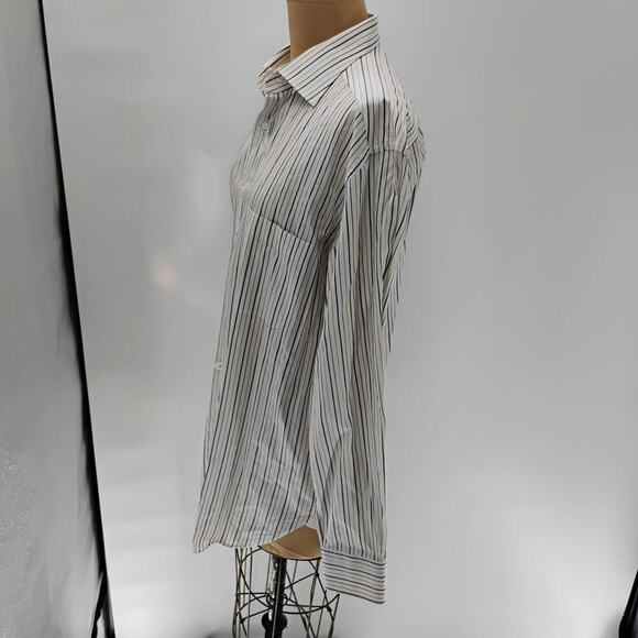 Ermenegildo Zegna Shirt Men’s 41/16 White Green Striped Long Sleeve Button Up - Picture 4 of 14